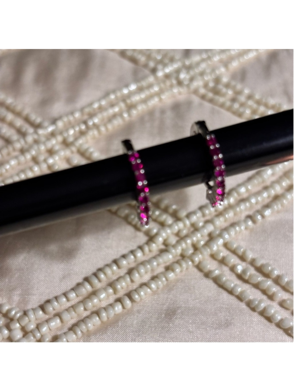 Moissanite Dark Pink Earrings New With Tags